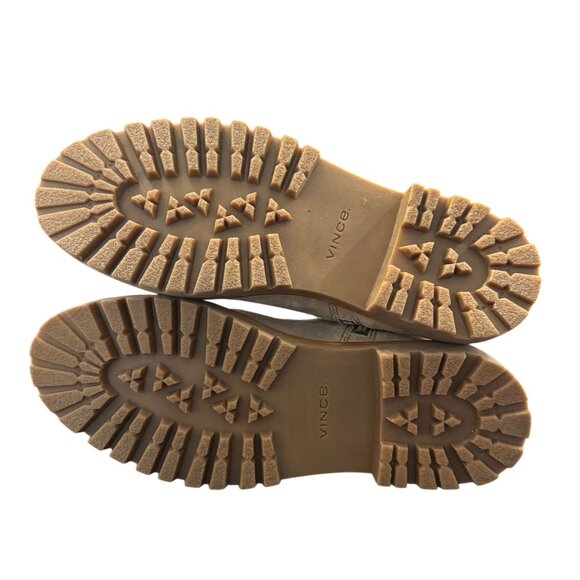 Vince Cabria Suede Lug Boot Women's Beige Side Zip Combat, Size 9M NWOB - Picture 8 of 10